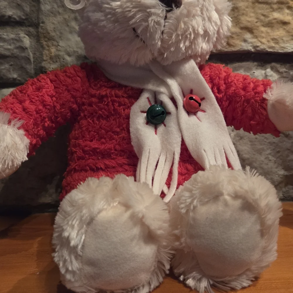 Hallmark Plush Christmas Teddy Bear 14” Musical Plays Jingle Bells